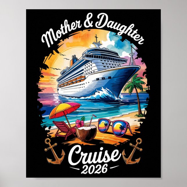 Affiche Croisière mère-fille 2026 Voyage de vacances assor (Devant)