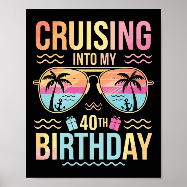 Affiche Croisière pour mon 40e anniversaire Vacances tropi (Devant)