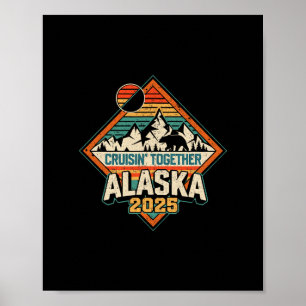 Affiche Croisière Rétro en Alaska 2025 Vacances en Croisiè