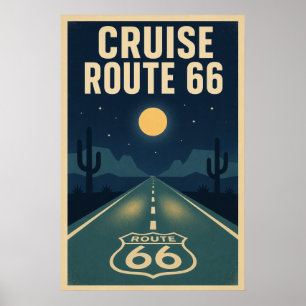 Affiche Croisière Route 66 Minuit Litho