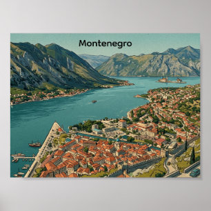 Affiche Croisière vintage dans la baie de Kotor et la viei