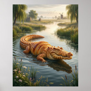 Affiche Croissant Crocodile