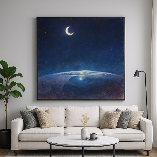 Affiche Croissant de Lune depuis l'Espace - Style de Peint (Créateur téléchargé)