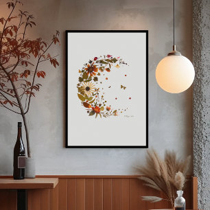 Affiche Croissant de lune floral l'Art de fleurs pressées