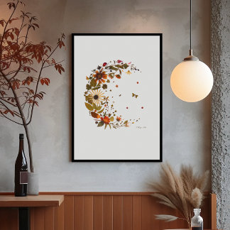 Affiche Croissant de lune floral l'Art de fleurs pressées