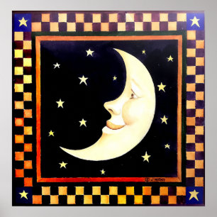 Affiche Croissant de Lune souriant