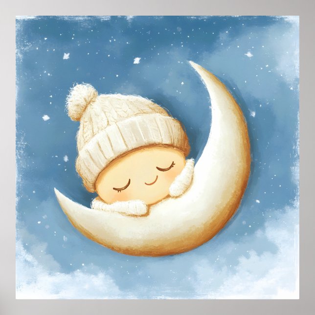 Affiche Croissant de Lune Tricoté Cosy (Devant)