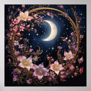 Affiche Croissant Fantaisiste en Fleur