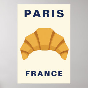 Affiche Croissant minimaliste Paris France Boulangerie fra