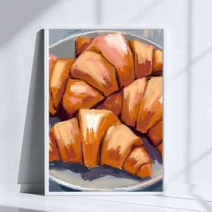Affiche Croissants Boulangerie Fraîche Peinture Aquarelle