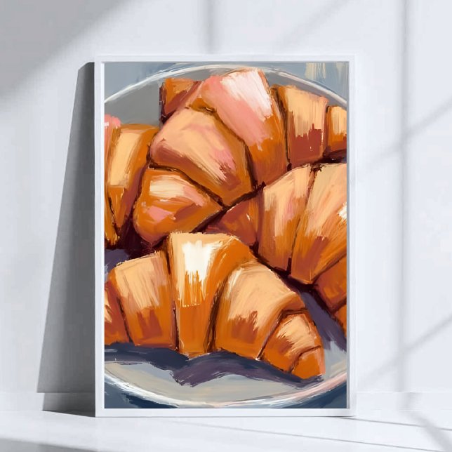 Affiche Croissants Fresh Bakery Watercolor Painting (Créateur téléchargé)