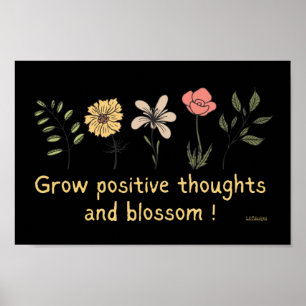 AFFICHE CROÎTRE DES PENSÉES POSITIVES ET DES MOTIFS DE BLO