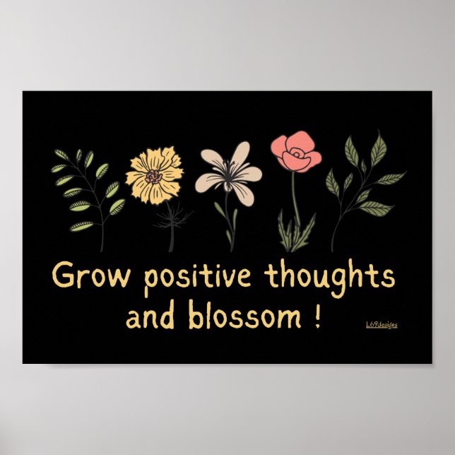 AFFICHE CROÎTRE DES PENSÉES POSITIVES ET DES MOTIFS DE BLO (Devant)
