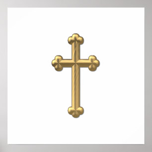 Affiche Croix "3-D" en or 2