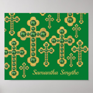 Affiche Croix avec 12 Faux Emeralds -