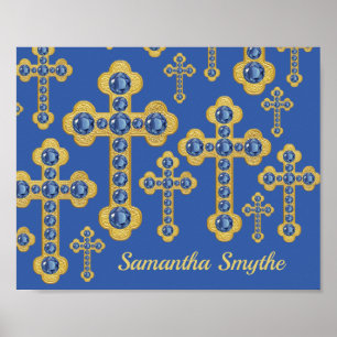 Affiche Croix avec 12 Faux Sapphires -