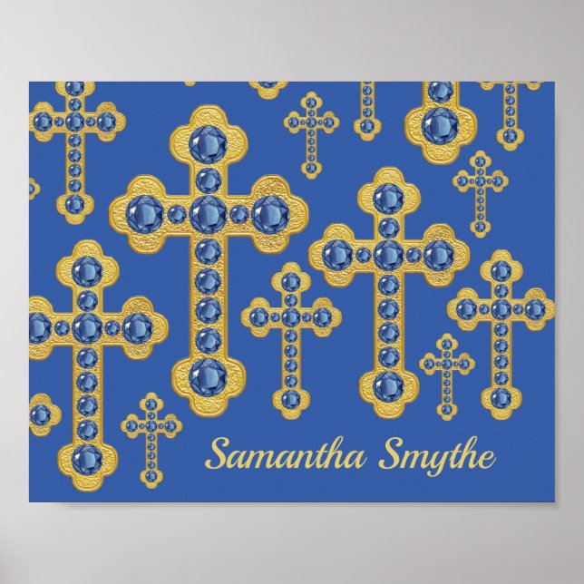 Affiche Croix avec 12 Faux Sapphires - (Devant)