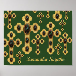 Affiche Croix avec 6 Faux Bloodstones -