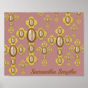 Affiche Croix avec 6 Opales Faux -