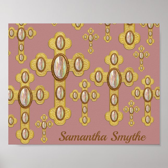 Affiche Croix avec 6 Opales Faux - (Devant)