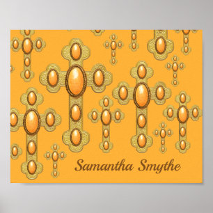 Affiche Croix Bourgeonnantes avec 6 Faux Sardonyx -