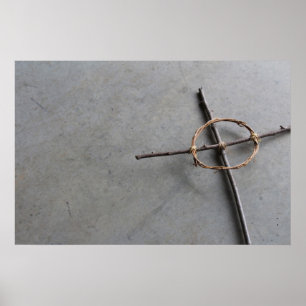 Affiche Croix céleste rustique des bâtons et des vignes