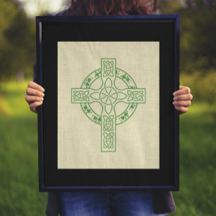 Affiche Croix celtique avec anneau Shamrock