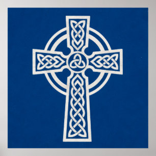Affiche Croix celtique bleue