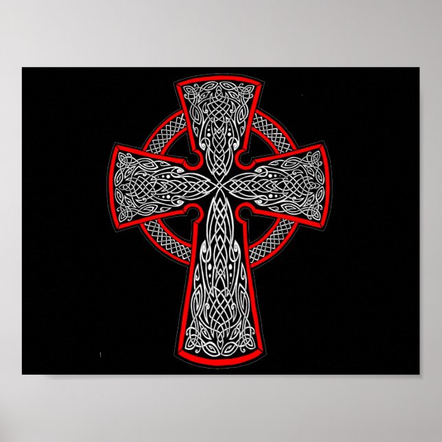 Affiche Croix celtique noire et rouge (Devant)
