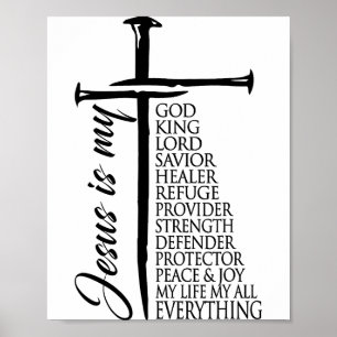 Affiche Croix chrétien Jésus-Christ est mon Dieu Roi Seign