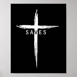 Affiche Croix chrétienne cool Jésus sauve les hommes femme