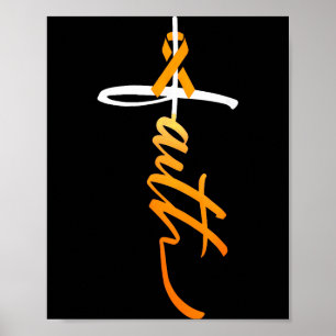 Affiche Croix chrétienne de la foi Ruban orange de sensibi