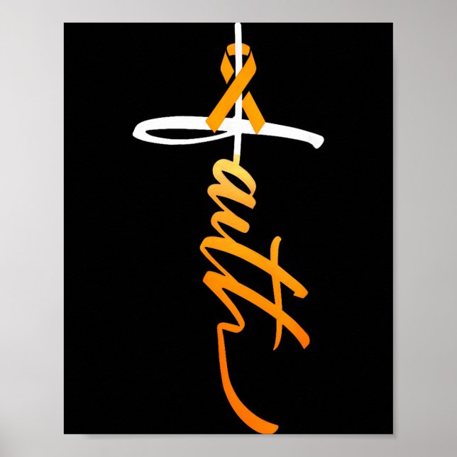Affiche Croix chrétienne de la foi Ruban orange de sensibi (Devant)