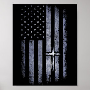 Affiche Croix chrétienne Drapeau américain Grunge Concepti