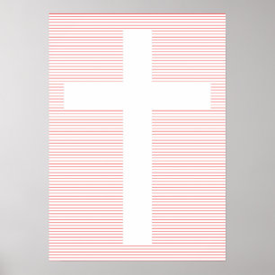Affiche Croix chrétienne rouge et blanche Art minimaliste 
