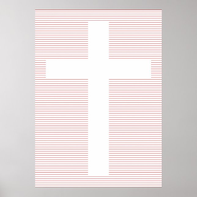 Affiche Croix chrétienne rouge et blanche Art minimaliste  (Devant)