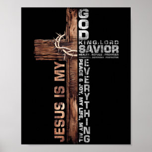 Affiche Croix Chrétiens Jésus Est Mon Dieu Roi Seigneur Sa