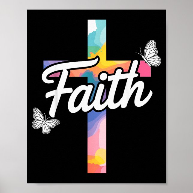 Affiche Croix d'Aith avec papillons chrétien  (Devant)