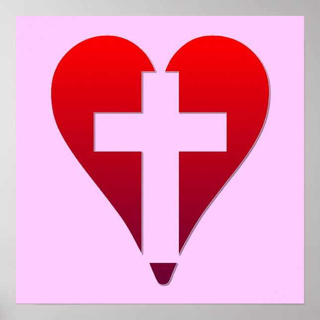 Affiche Croix dans le coeur rouge (Devant)