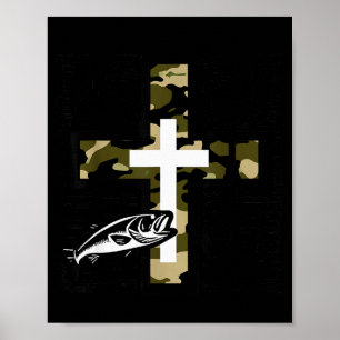Affiche Croix de camouflage de pêche de foi avec crochet B