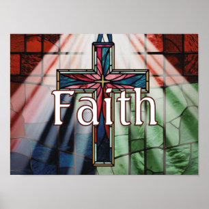 Affiche Croix de foi en verre tendu personnalisé