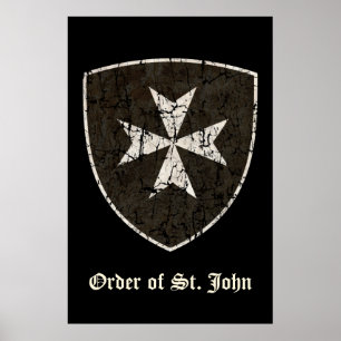 Affiche Croix de Hospitaller de chevaliers, affligée