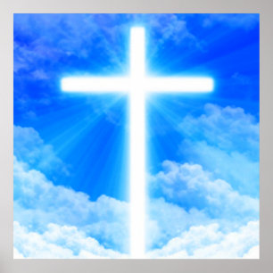 Affiche Croix de lumière Jésus-Christ chrétien personnalis