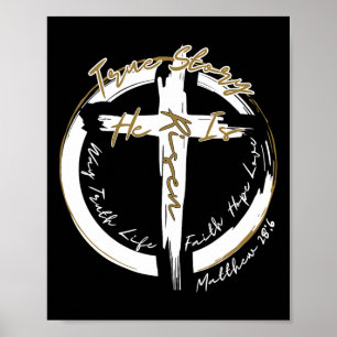 Affiche Croix de Pâques Il Est Ressuscité Jésus Christian 