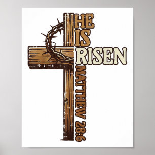 Affiche Croix de Pâques Il Est Ressuscité Jésus Christian 