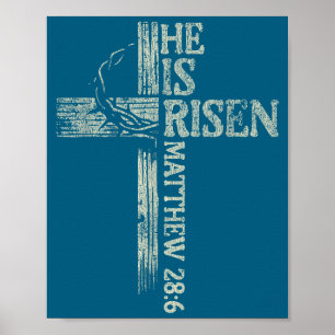 Affiche Croix de style rétro vintage Il est ressuscité Jés