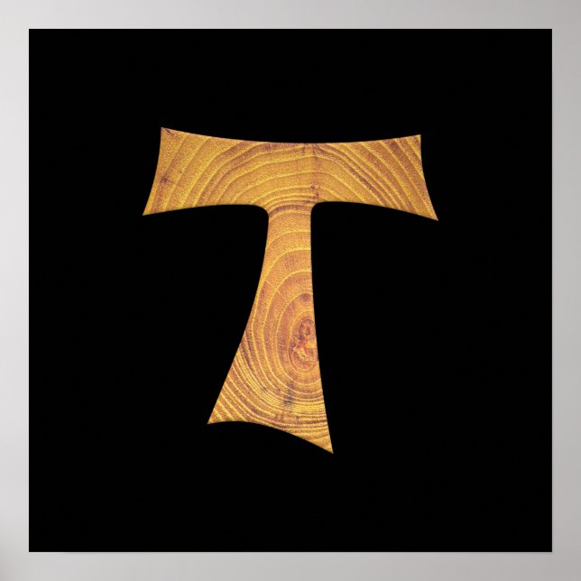 Affiche Croix de Tau franciscaine en bois (Devant)