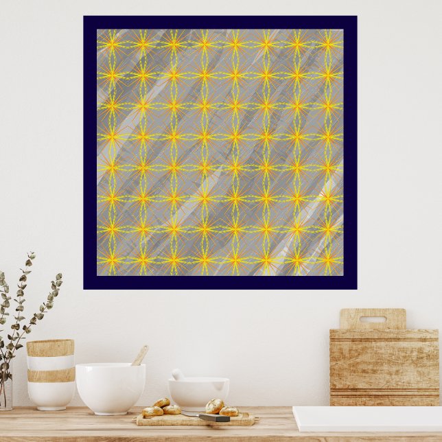Affiche Croix d'étoile dorée sur vagues grises   (Cuisine)