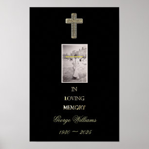 Affiche Croix dorée typographique religieuse mémorielle Ph