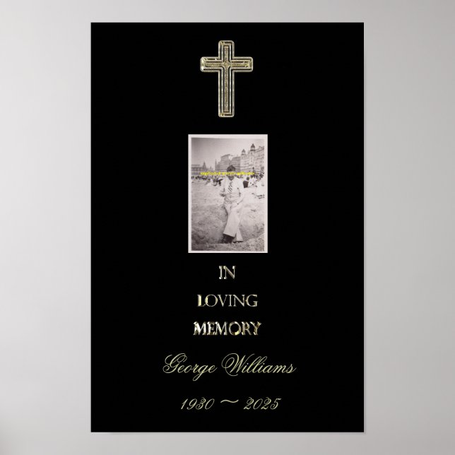 Affiche Croix dorée typographique religieuse mémorielle Ph (Devant)